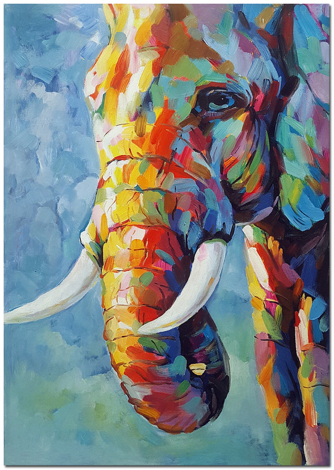 Hand Painted Impressionist Elephant Oil Painting On Canvas Etsy