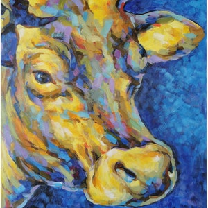 Hand Painted Modern Impressionist  Highland Cow Oil Painting On Canvas Certificate of Authenticity Included