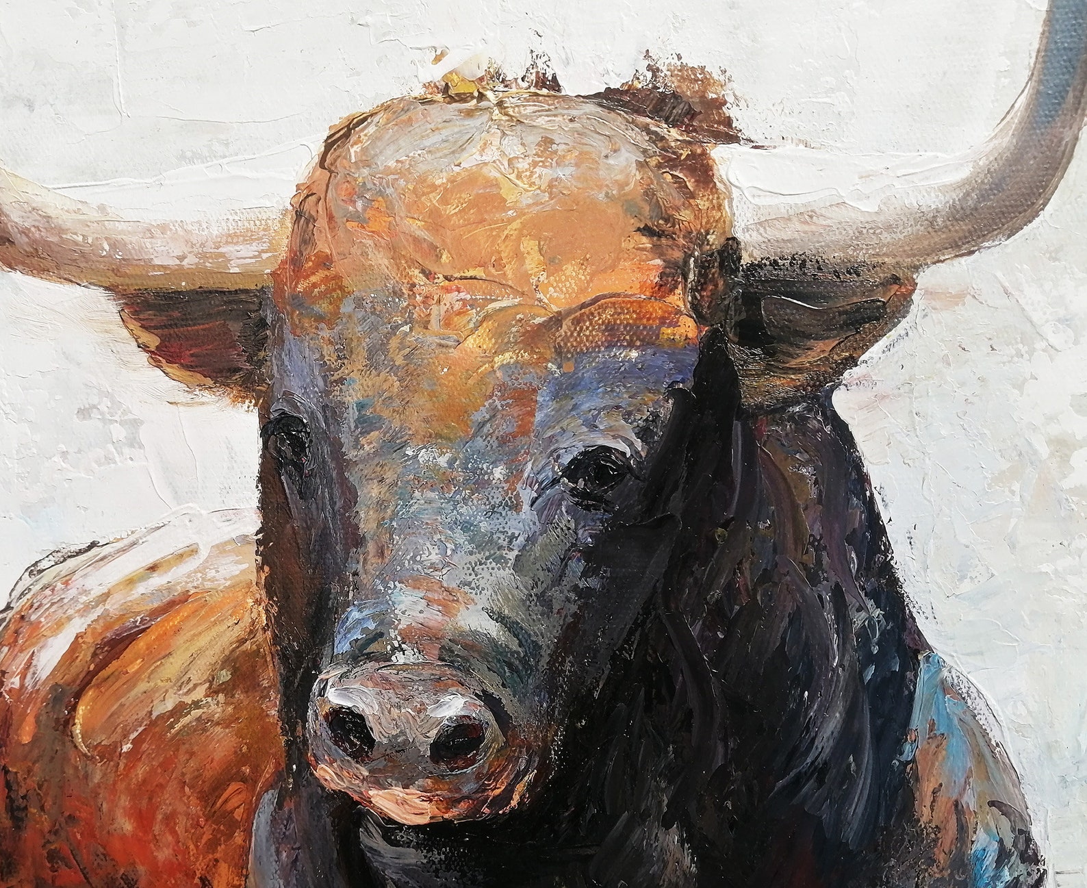 Hand Painted Charging Bull Oil Painting on Canvas Etsy
