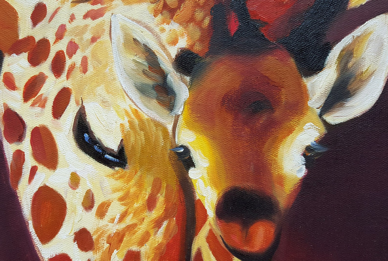 Giraffe Companion Oil Painting on Canvas Hand Painted Etsy