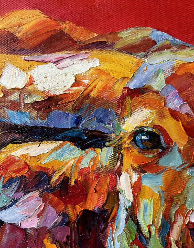 Framed Hand-Painted Longhorn Painting, Textured Palette Knife Bull, Southwest Ranch Wall Art, 36x24 inches image 5