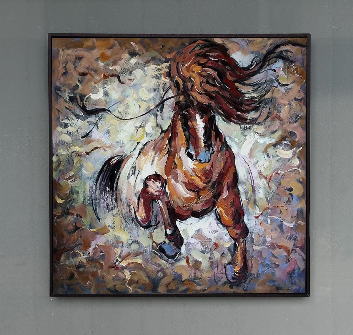 Handmade Modern Abstract Horse Oil Painting on Canvas Animal Art