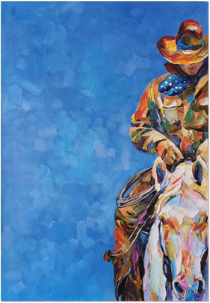 Original Hand Painnted Palette Knife Horse Riding Oil Painting Etsy