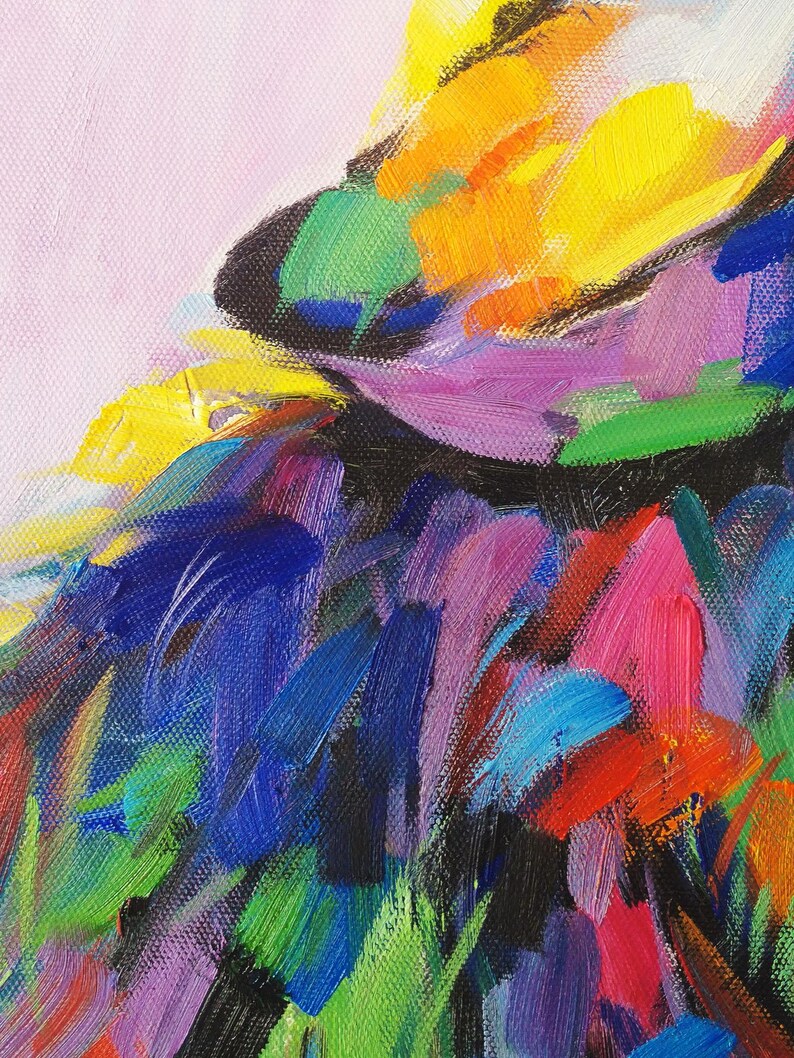 Midnight Howl - Handmade Wolf Painting, Original Vibrant Impressionist Wolf Art, Wilderness Wall Decor, Cabin Decor Rustic image 3