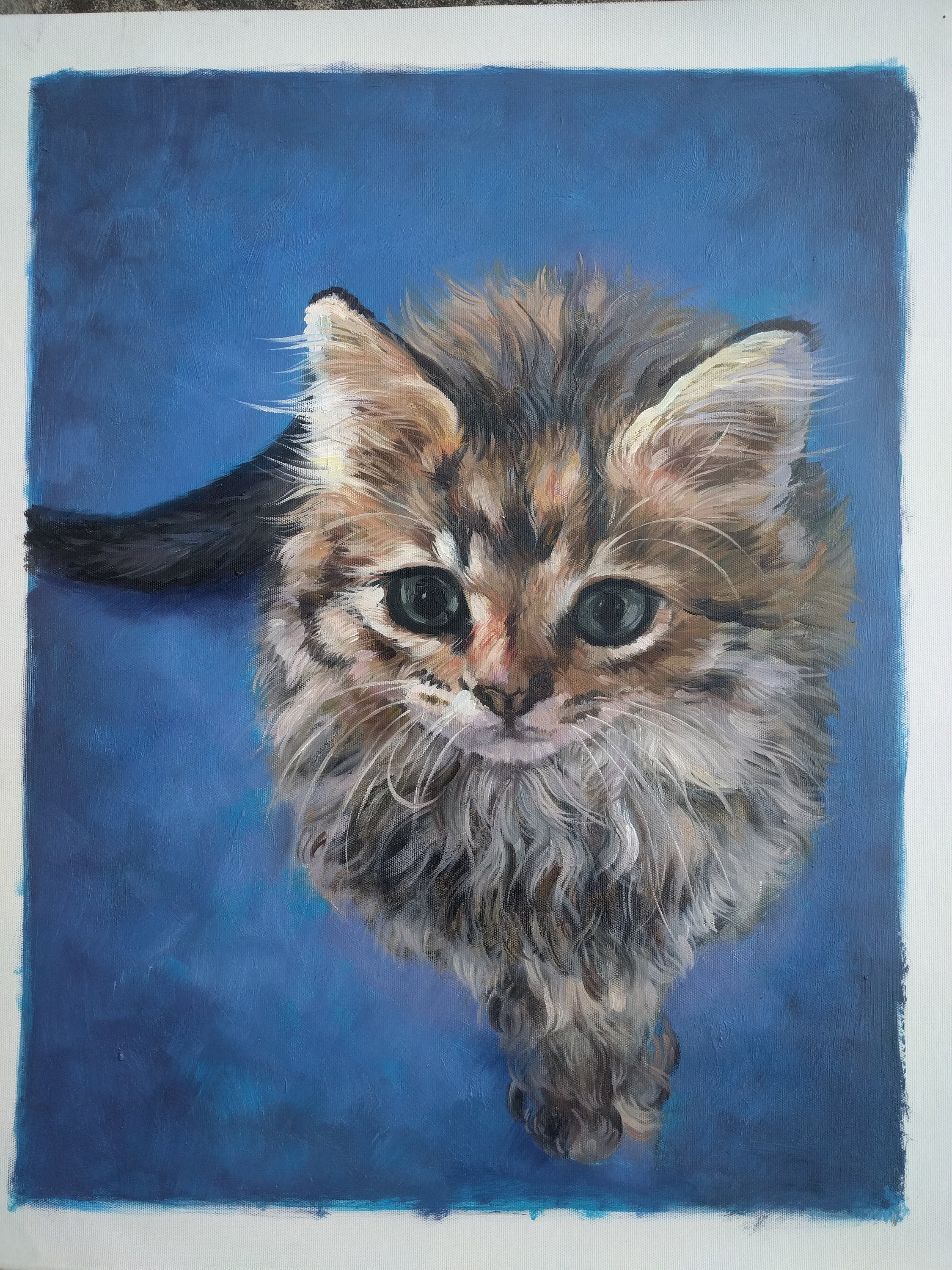 手描きのカスタム猫の油絵 - デジタル写真からペイント、ペットアート