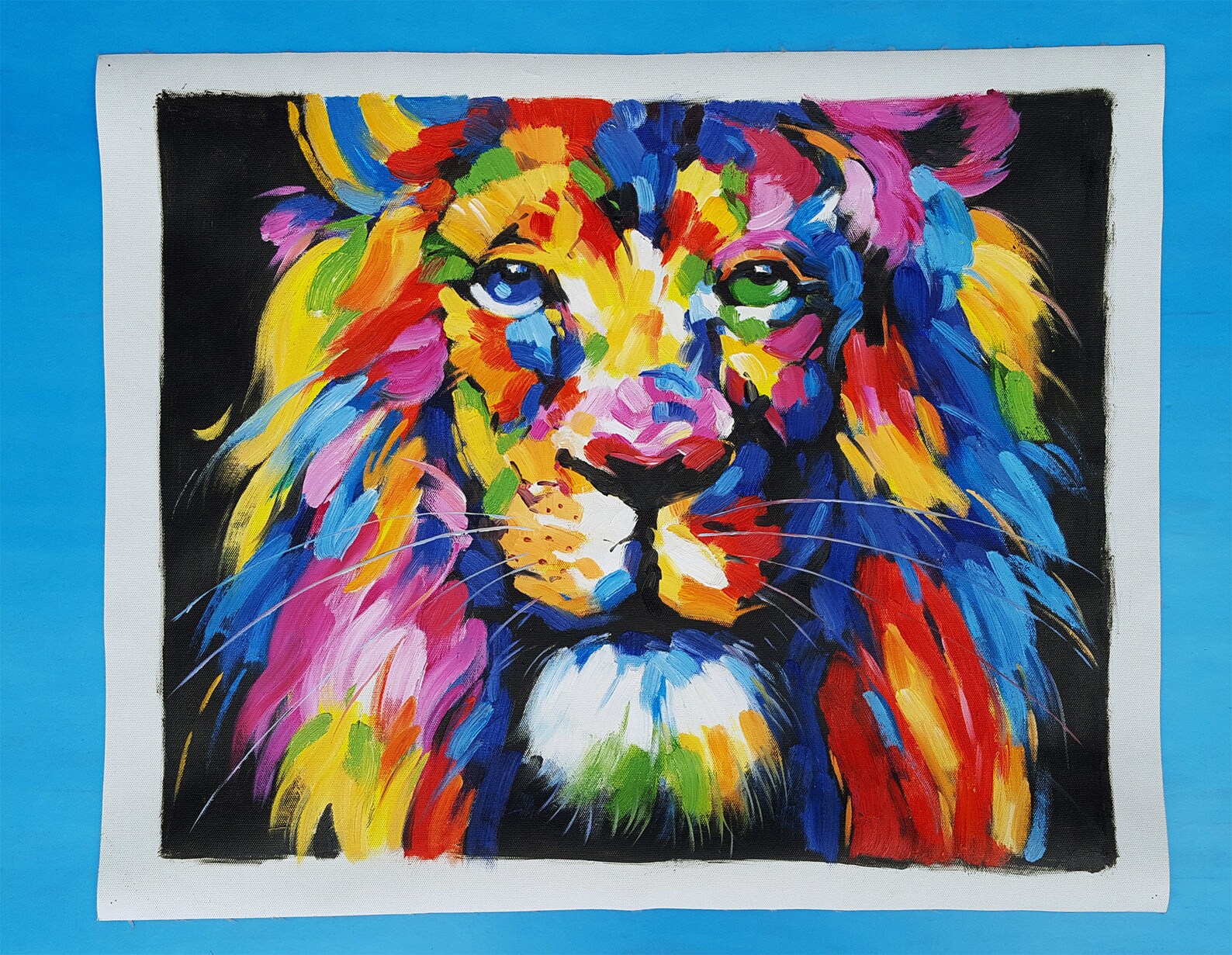 Lion Painting on Canvas Hand Painted Multicolored Etsy