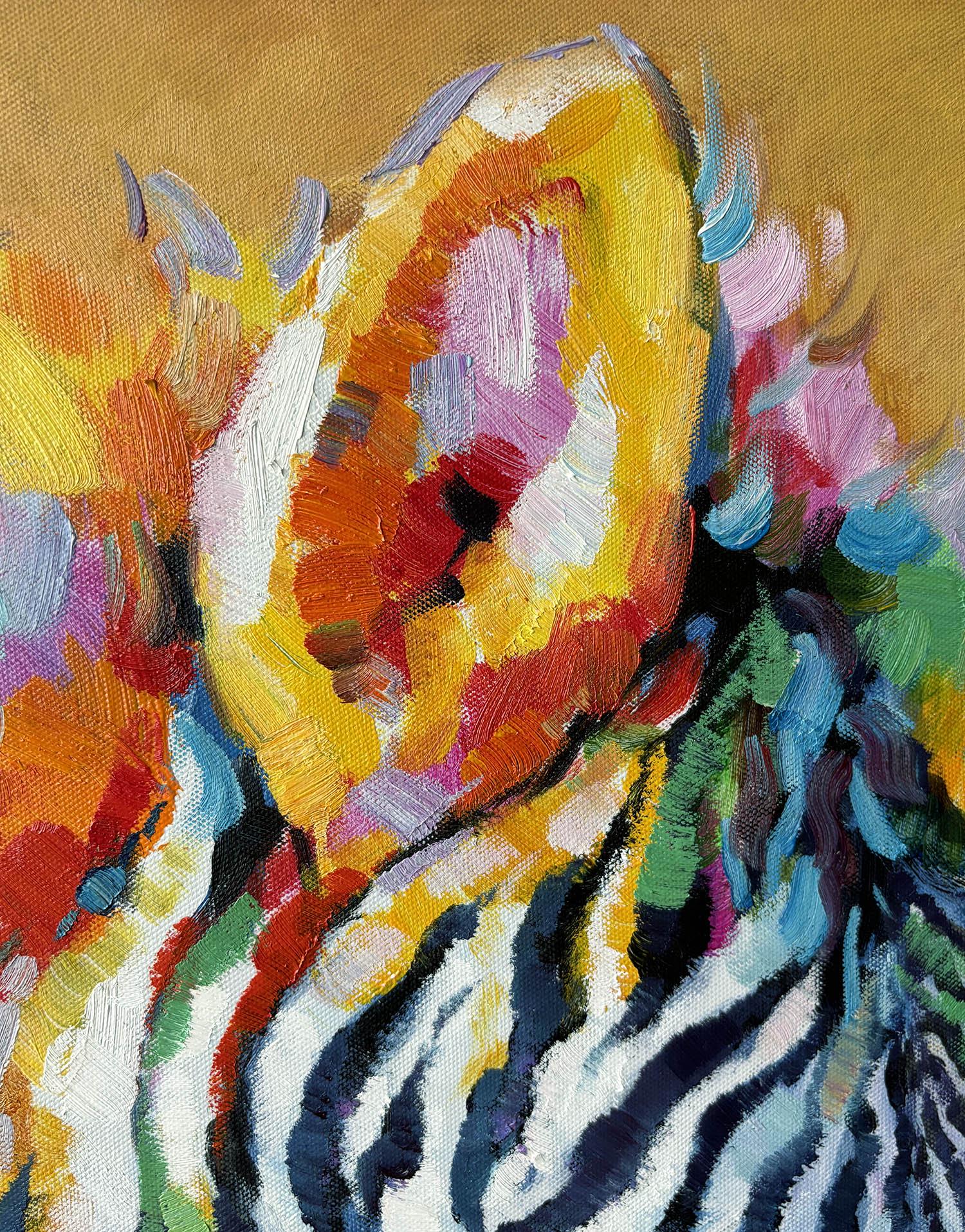 絵画 Zebrappy Framed Handmade Zebra Painting 24x32