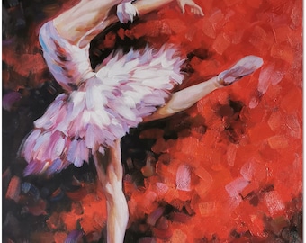 Danseur de ballet impressionniste peint à la main peinture sur toile - Ballerine contemporaine Fine Art CERTIFICAT INCLUS