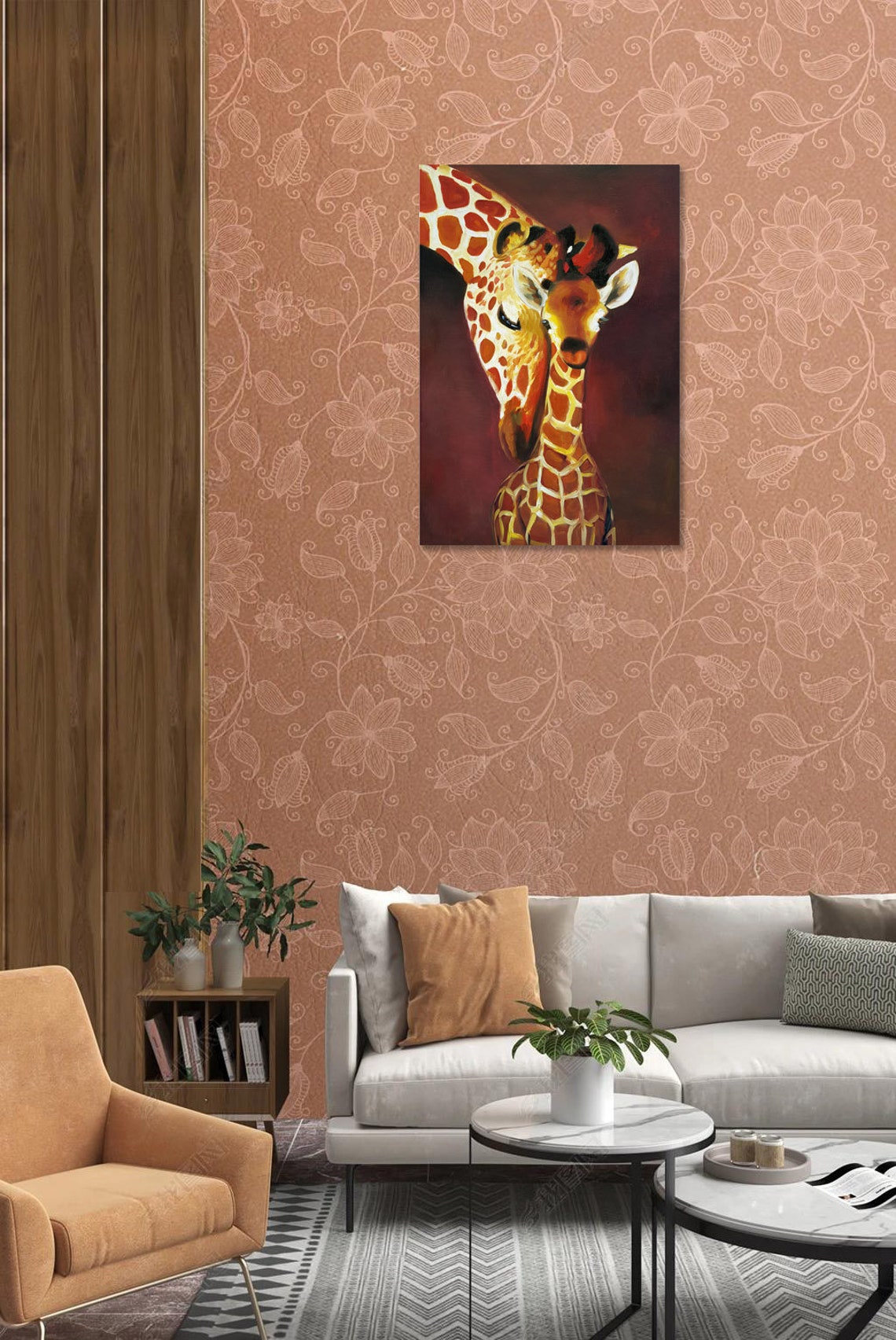 Giraffe Companion Oil Painting on Canvas Hand Painted Etsy