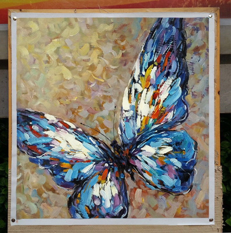 Hand Painted Butterfly Oil Painting on Canvas Modern Etsy