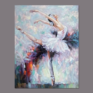 Original Handmade Ballerina Portrait Oil Painting Thick Paints Heavy Texture - Modern Impressionist Ballet Dancer Art