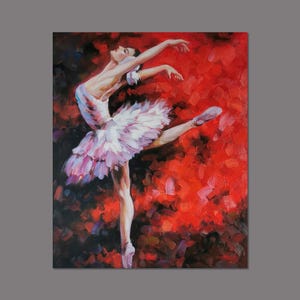 Handmade Ballet Dancer Painting On Canvas - Contemporary Impressionist Ballerina Fine Art, Nursery Wall Art