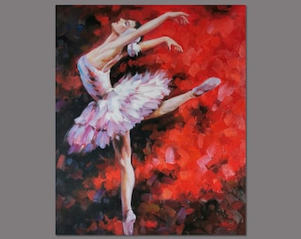 Handmade Ballet Dancer Painting On Canvas - Contemporary Impressionist Ballerina Fine Art, Nursery Wall Art
