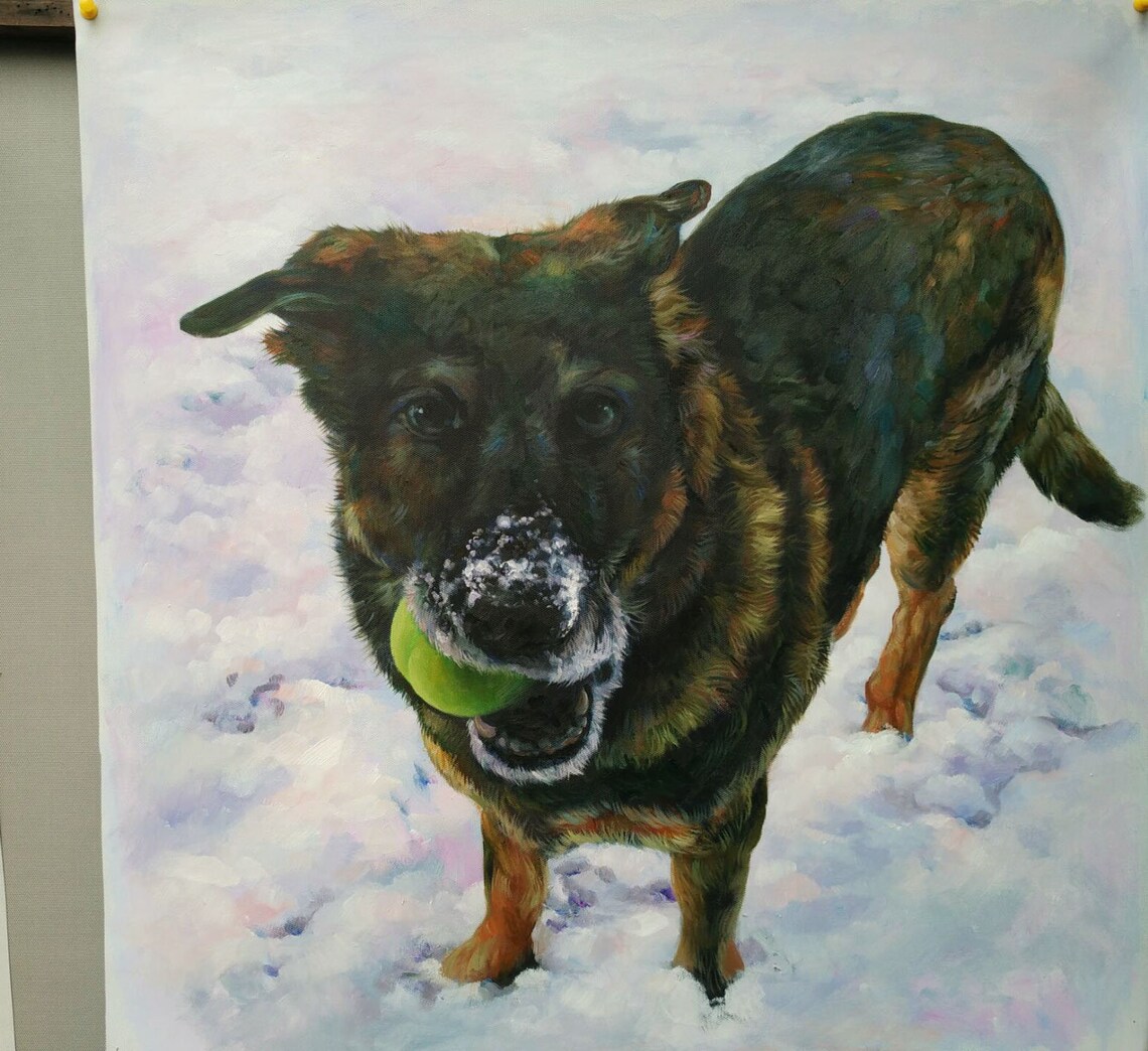 Hand Painted Custom German Shepherd Dog Oil Painting paint