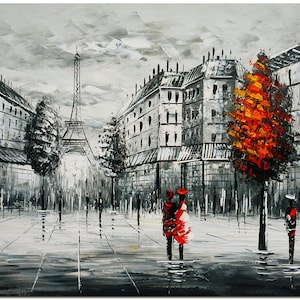Paris Wonders Landschaftsmalerei Auf Leinwand - Handgemachte moderne impressionistische feine Kunst ZERTIFIKAT INKLUSIVE