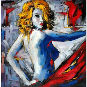 Handmade Colorful Impressionist Lady Portrait Oil Painting On Canvas