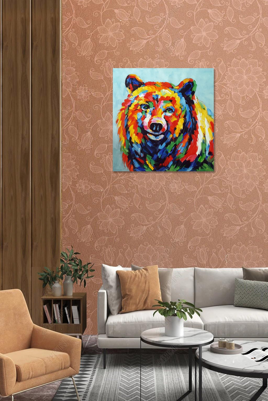 Original Hand Painted Bear Painting on Canvas Modern - Etsy