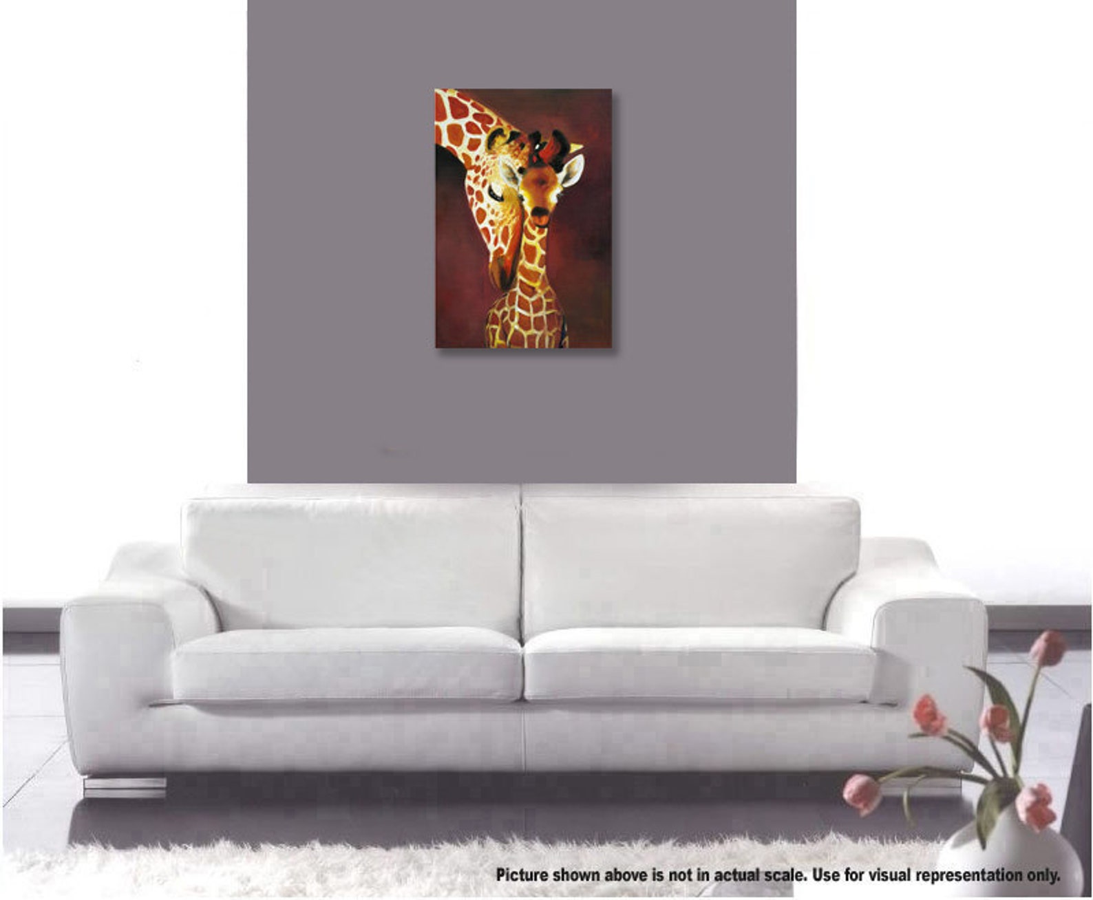 Giraffe Companion Oil Painting on Canvas Hand Painted Etsy