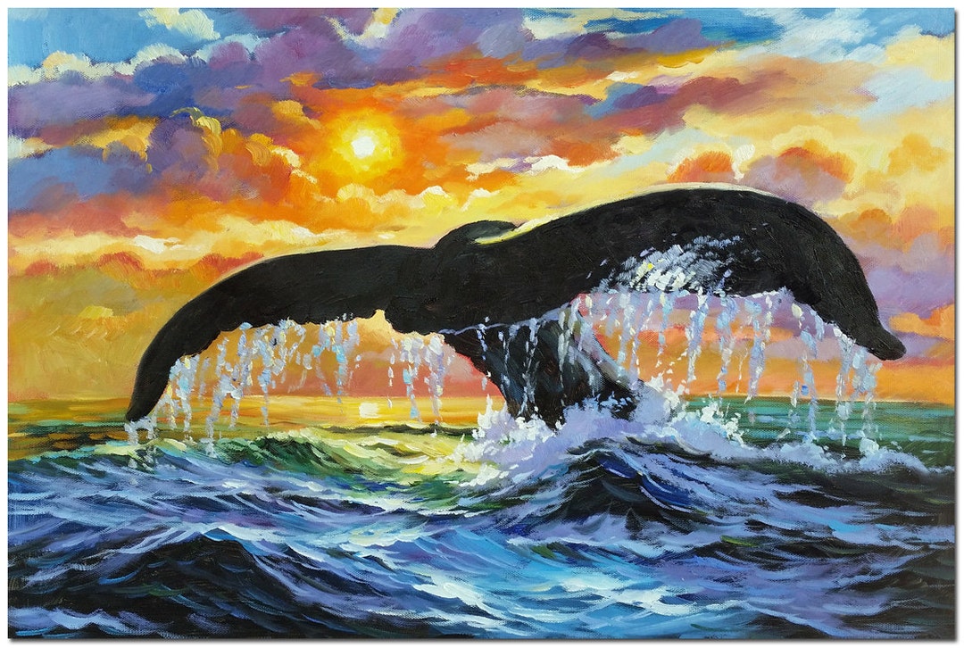 カラフルなクジラの絵画原画　キャンバスアート　現代アート　動物画 il_1080xN.764659508_rtd4.jpg