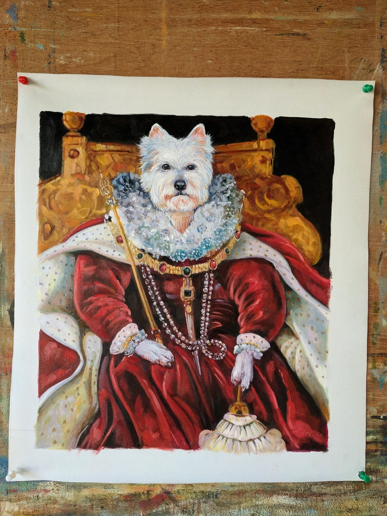Commission Pet Art with Clothes Hand Painted Custom Cat Dog Portrait Oil Painting Paint from Digital Image