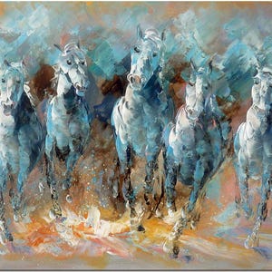 Running Horses - Original Handmade Palette Knife Horse Painting, Textured Impressionist Equine Art, Modern Farmhouse Statement Home Decor