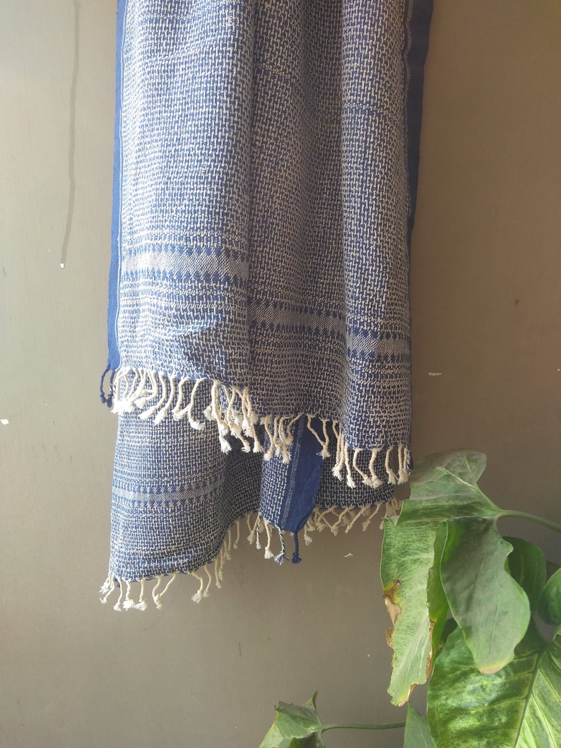 Indigo Blue Organic Cotton Bath Towel / Handloom Woven Cotton Etsy
