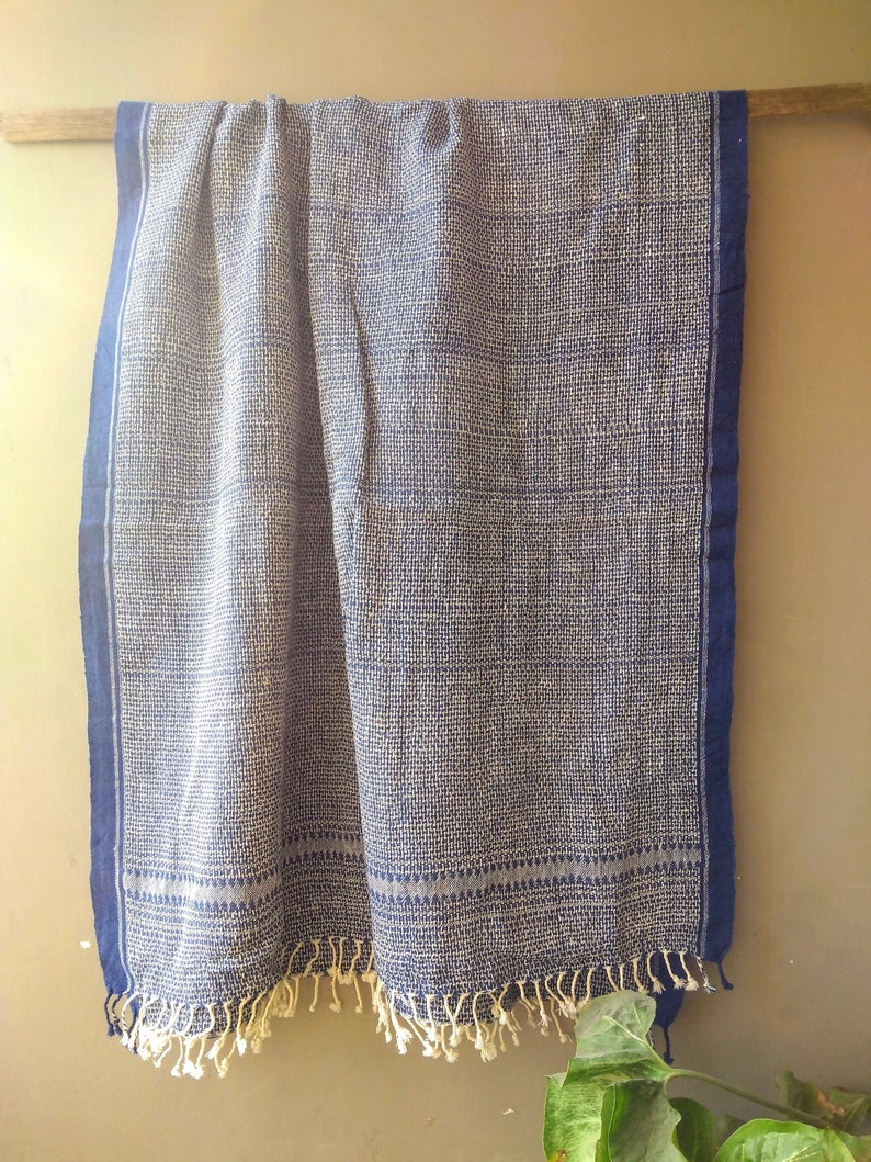 Indigo Blue Organic Cotton Bath Towel / Handloom Woven Cotton Etsy
