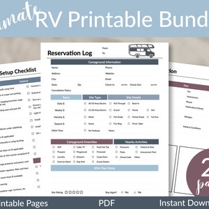 RV Printable Planner | RV Trip Planning | Camping Meal Planner | Camping Planner | Camping Packing List | Camper Maintenance Checklist