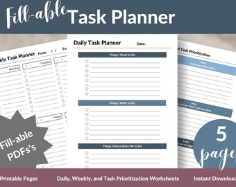 Daily Printable Planner | Editable Planner | Printable Planner | Task Tracker | Weekly Planner | Priorities | Task Planner | Task List