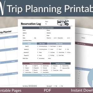 RV Printable Planner | Rv Trip Planner | Camping Planner | RV Reservation Log | Yearly Trip Planner | RV Daily Planner