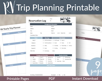 RV Printable Planner | Rv Trip Planner | Camping Planner | RV Reservation Log | Yearly Trip Planner | RV Daily Planner