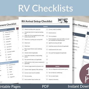 RV Printable Checklists | RV Planning | Camping Planning Checklist | Camping Planner | Camping Packing List | Camper Maintenance Checklist