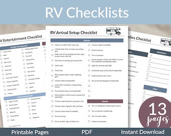 RV Printable Checklists | RV Planning | Camping Planning Checklist | Camping Planner | Camping Packing List | Camper Maintenance Checklist