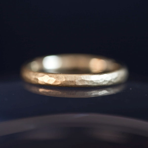 Wedding ring hammered, rustic gold wedding, 14k gold ring textured, textured wedding band, 14k minimal ring, hammered ring unisex