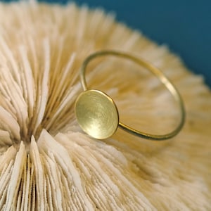 Minimal Goldring, echt Gold Ring, gewölbte Scheibe Ring, 585 Goldring, Ring minimalist, Goldring mit Scheibe, Goldring matt gebürstet Bild 1