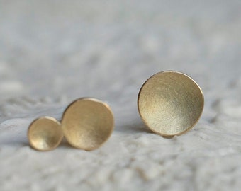 Solid 14 karat gold studs, asymmetric earrings, minimalist earrings, solid gold earrings, minimal 14k gold earrings, gold studs asymmetric