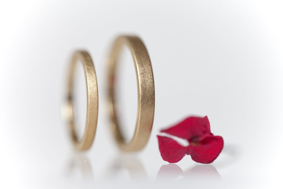 Angular Simple Rings Angular Wedding Ring Set Matt Gold, Yellow Gold Modern Rings, Rose Gold ...