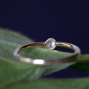 White diamond ring 14k gold, engagement ring brilliant, delicate gold ring white stone, minimal diamond ring, matt gold, white diamond ring image 7
