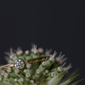 White diamond ring 14k gold, engagement ring brilliant, delicate gold ring white stone, minimal diamond ring, matt gold, white diamond ring image 5