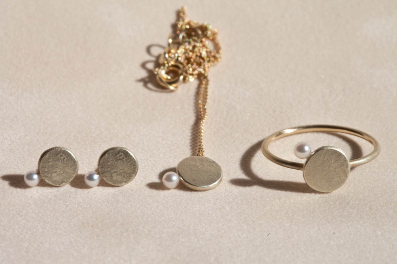 Akoya Pearl earrings 14K, minimal pearl ear studs, 585 Gold pearl earrings, Wedding earrings 14K gold, pearl jewelry, minimal gold earrings image 5