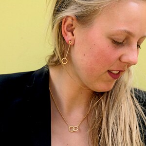 Gold hanging earrings, gold swing earrings, long minimal earrings, light earrings gold, 14 Carat geometric earrings, discreet image 8