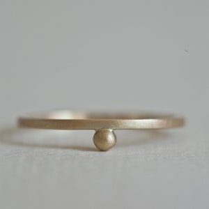 Gold Pebble Ring, 14k bead ring, minimalist Ring, single bead gold ring, gold dot ring, gold minimal jewelry, one bead ring, stacking ring image 1