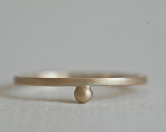 Gold Pebble Ring, 14k bead ring, minimalist Ring, single bead gold ring, gold dot ring, gold minimal jewelry, one bead ring, stacking ring