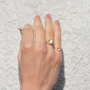 Minimal Goldring, echt Gold Ring, gewölbte Scheibe Ring, 585 Goldring, Ring minimalist, Goldring mit Scheibe, Goldring matt gebürstet Bild 2