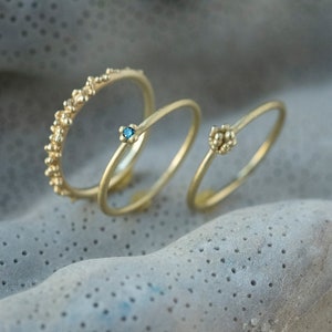 Blue diamond ring 14k gold, engagement ring brilliant, tiny gold ring blue stone, minimal diamond ring, matt gold, tiny blue diamond ring image 7
