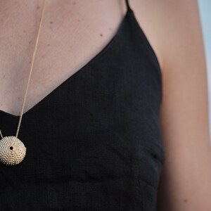 Gold Sea Urchin Necklace, gold-plated shell Necklace, long necklace gold, sea shell necklace, Sea urchin gold necklace, LARGE Ø 25 mm image 6