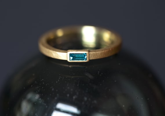 Blue diamond 2024 baguette ring