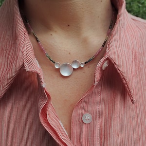 Tourmaline necklace with silver pendant, Gemstone collier, tourmaline silver necklace, collier with faceted tourmaline, colorful tourmaline