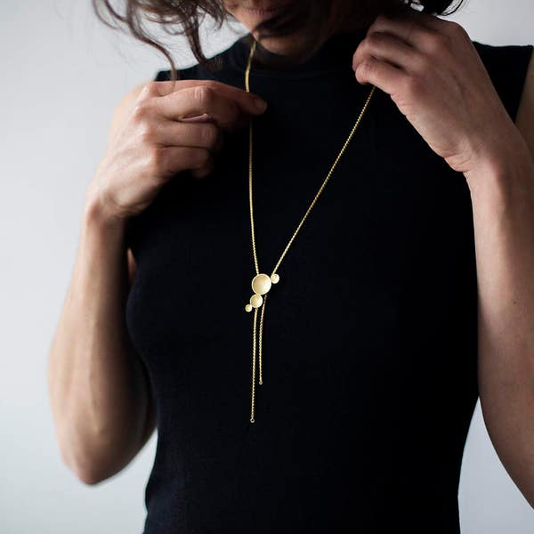 Cadena de oro ajustable, cadena de oro ajustable larga, cadena filigrana chapada en oro larga, cadena de oro asimétrica, cadena larga con colgante
