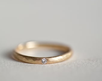 Brilliant engagement ring hammered, diamond ring, rustic gold ring textured, diamond engagement ring, minimal diamond ring, hammered ring